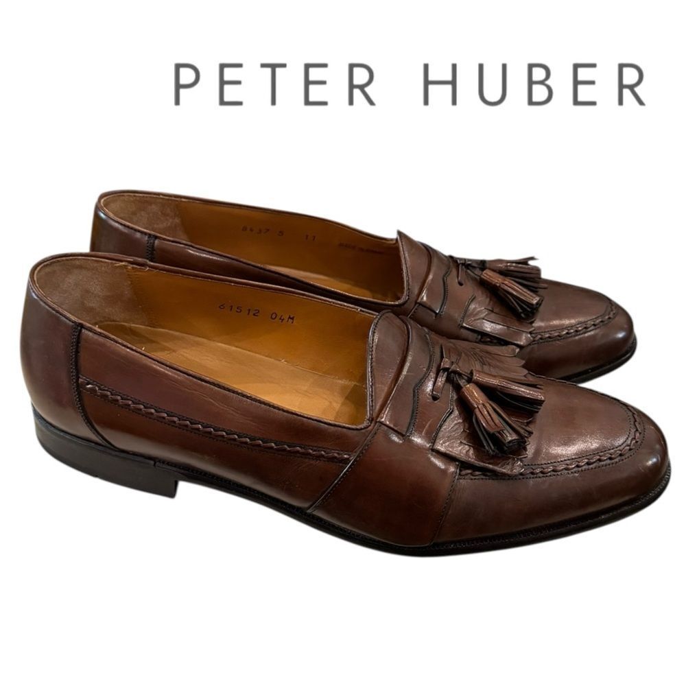 Peter Huber Men’s Brown Leather Tassel Slip-on Loafers 11